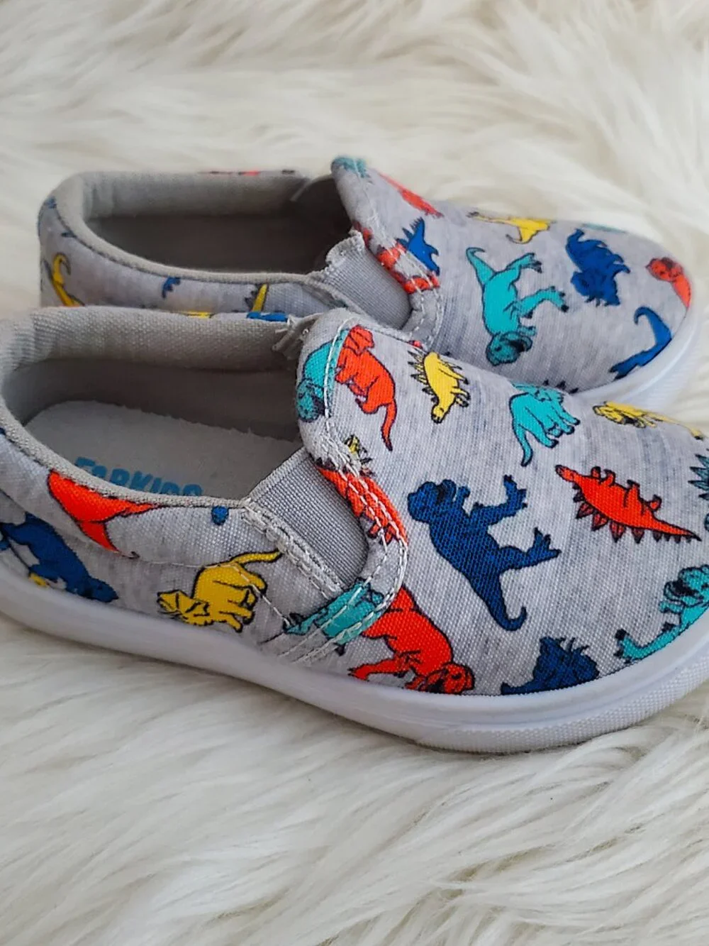 Fabkids Boy's Dinosaur Graphics Slip On Sneakers SZ 7